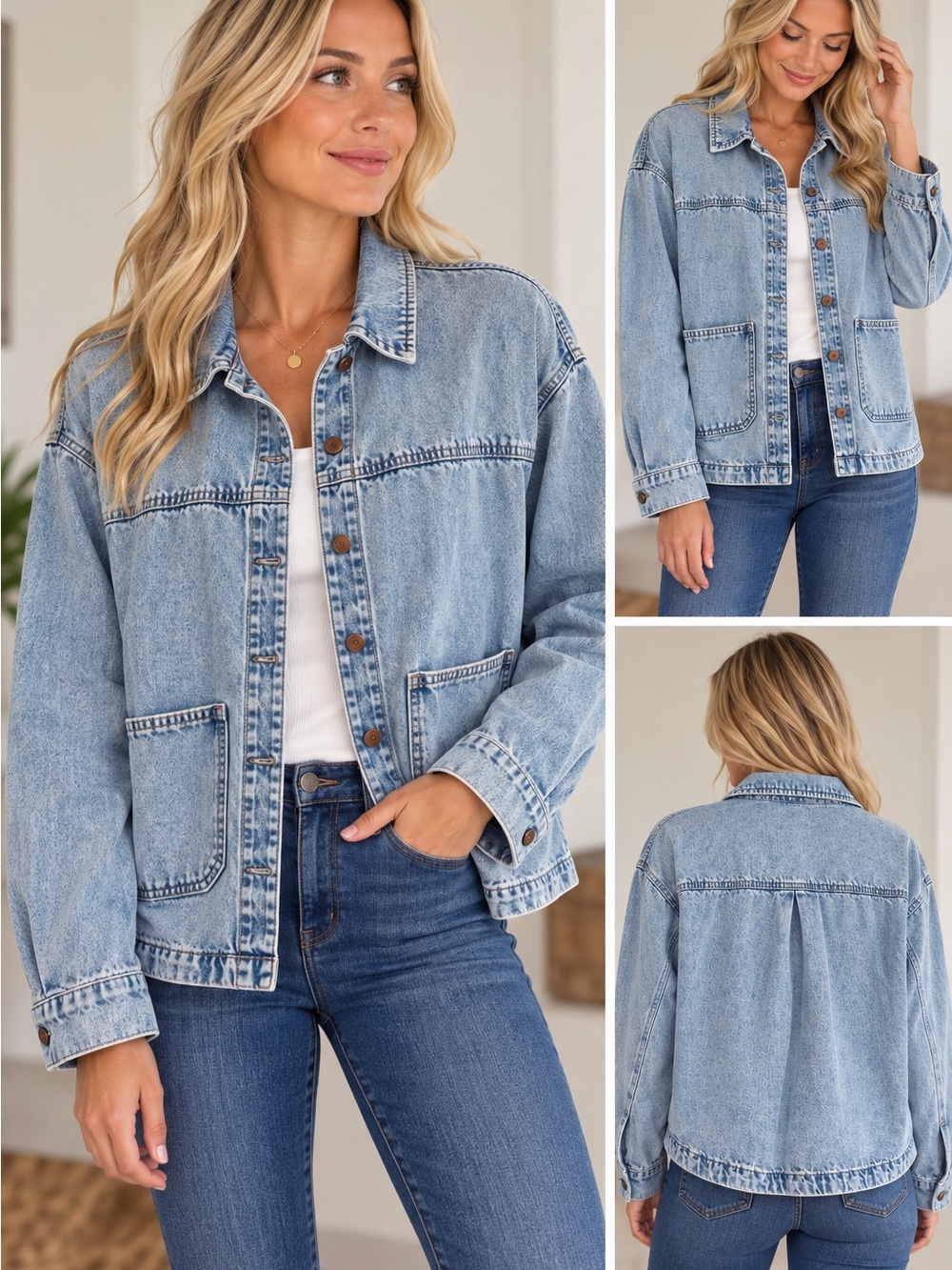 Indigo Rein Light Blue Washed Denim Jacket